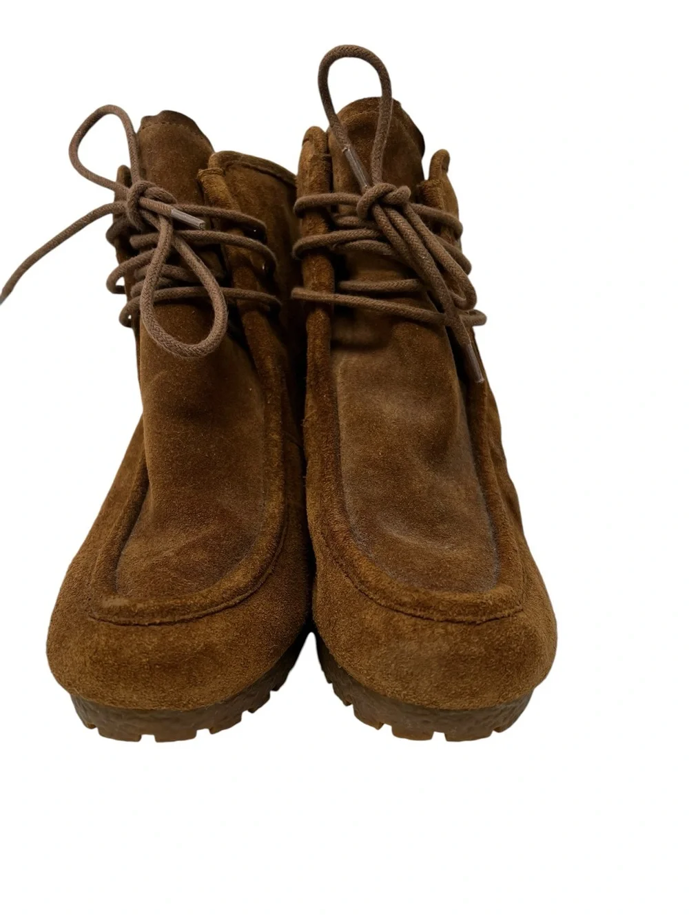 MICHAEL Michael Kors Brown Suede Lace-Up Wedge Ankle Boots
